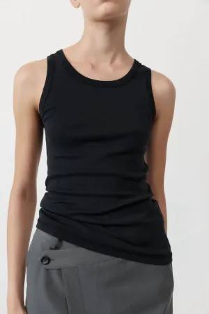 Organic Cotton Singlet Top In Black