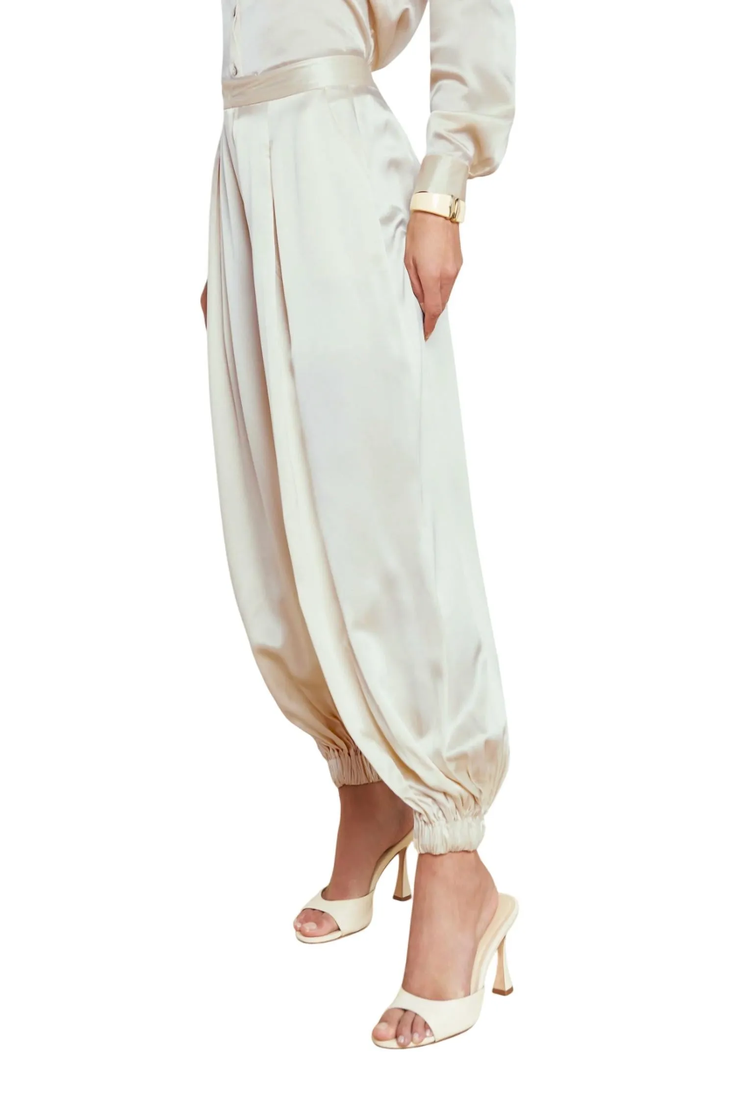 Palmer Elastic Pant In Creme Brulee