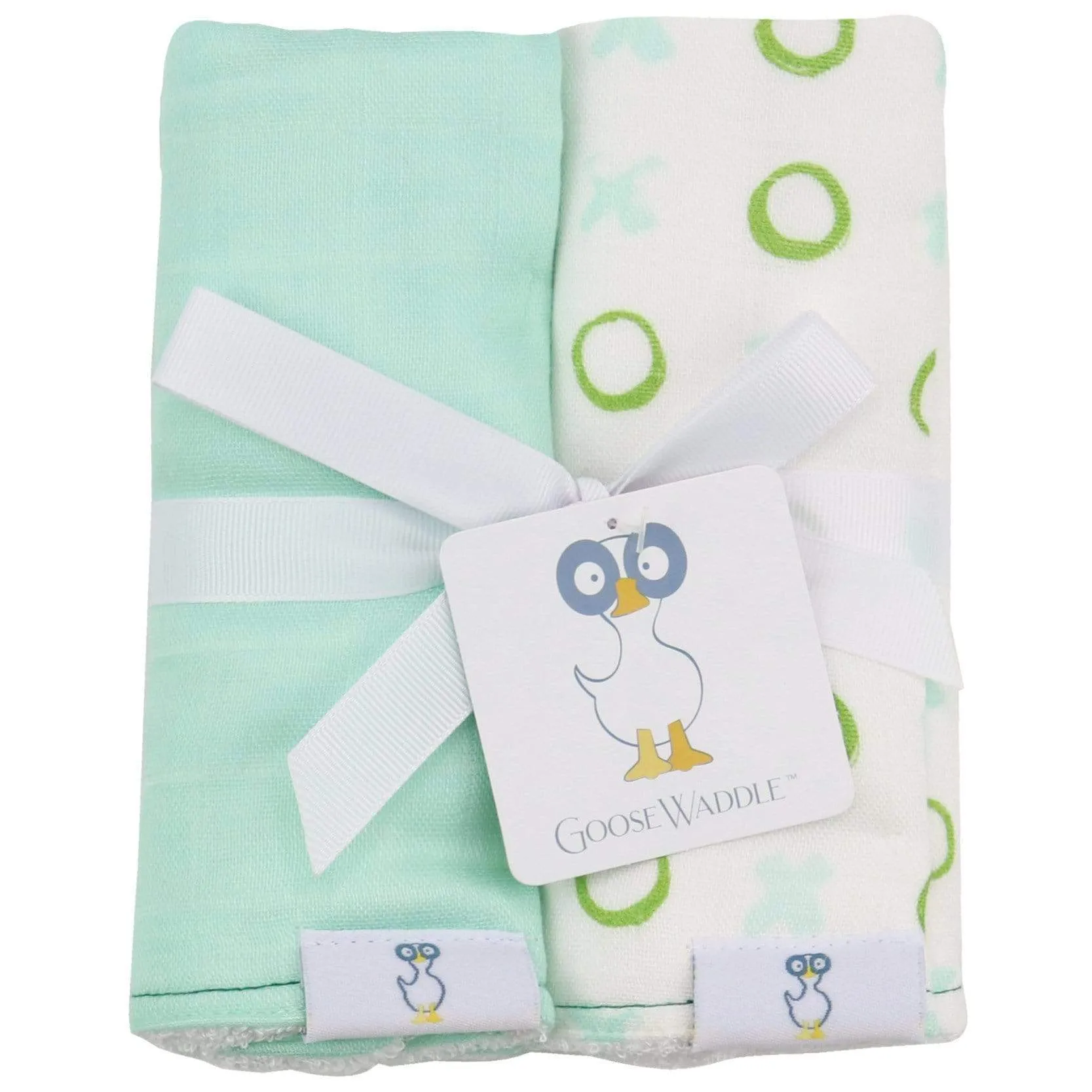 Peas And Xo Mint 2 Pk Muslin & Terry Cloth Burp Cloth Babykids_Goosewaddle
