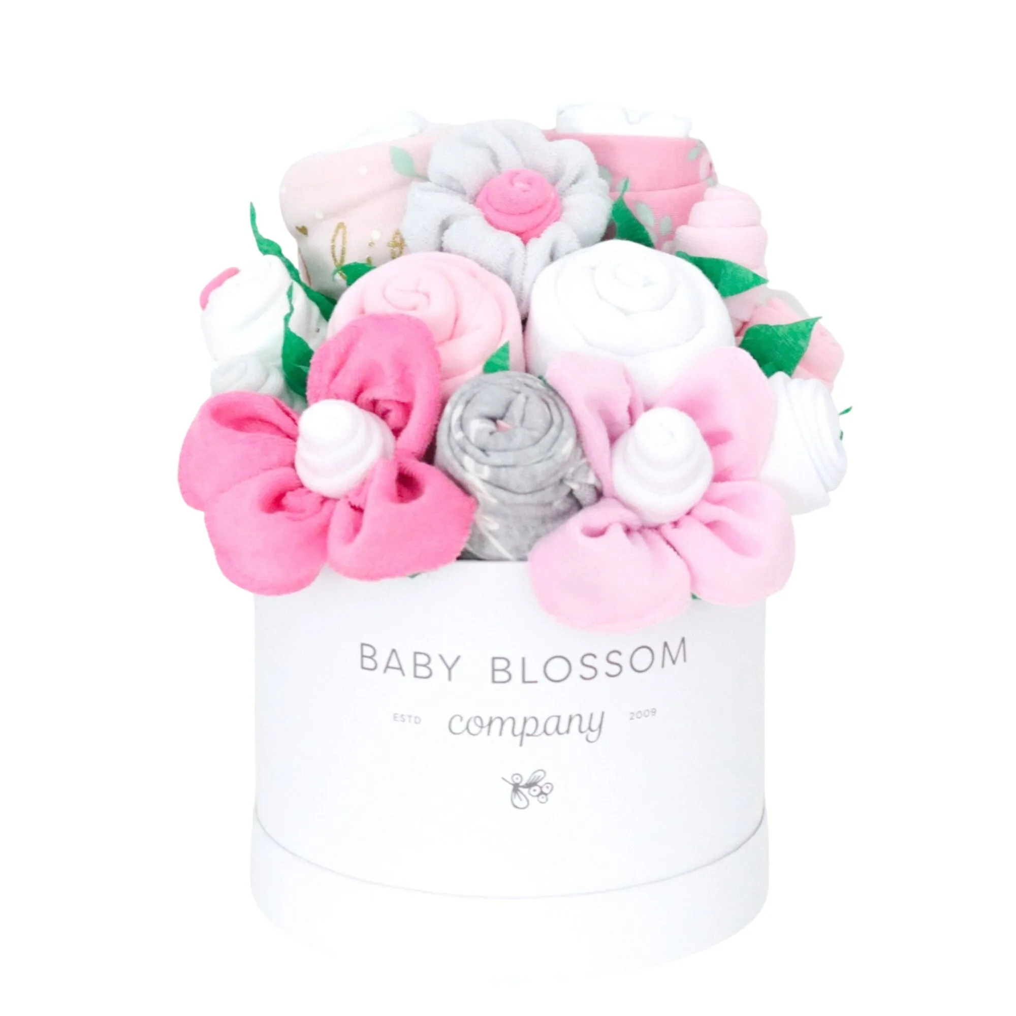 Pink Hatbox Bouquet - Deluxe Babykids_Baby-Blossom-Company