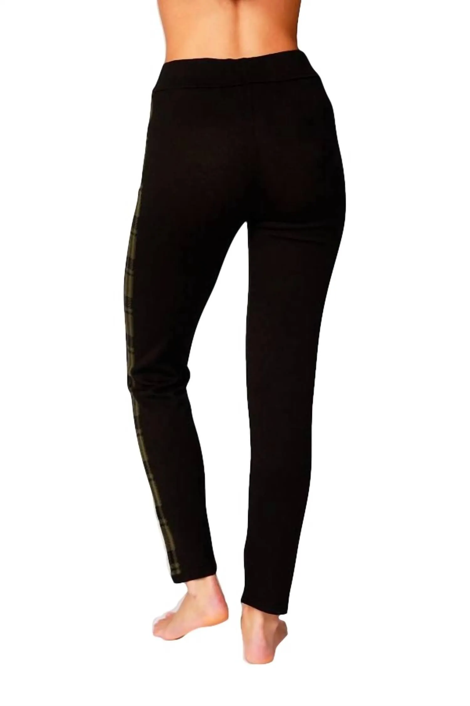 Plaid Trim Track Pant In Black Combo
