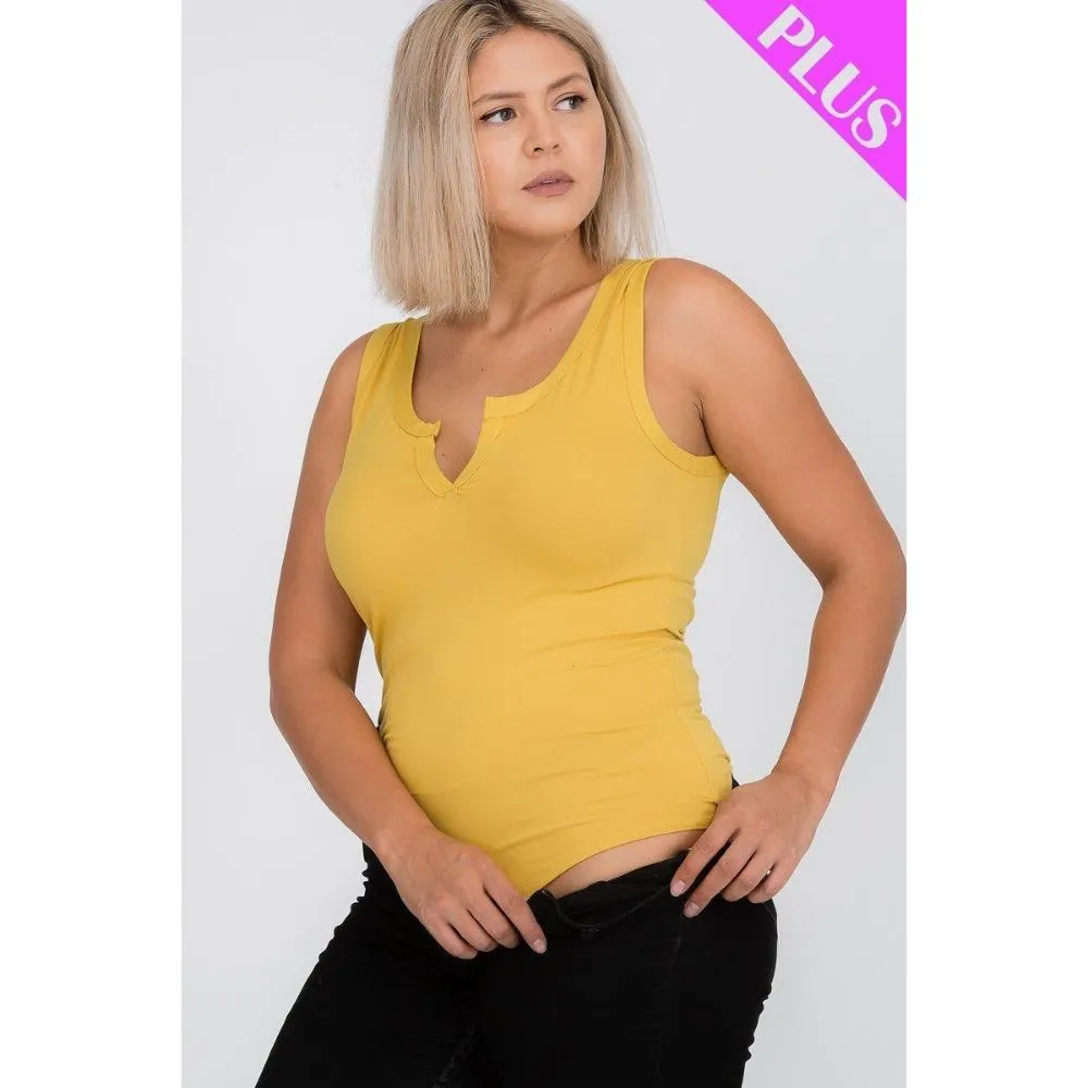 Plus Size Split Neckline Bodysuit Top
