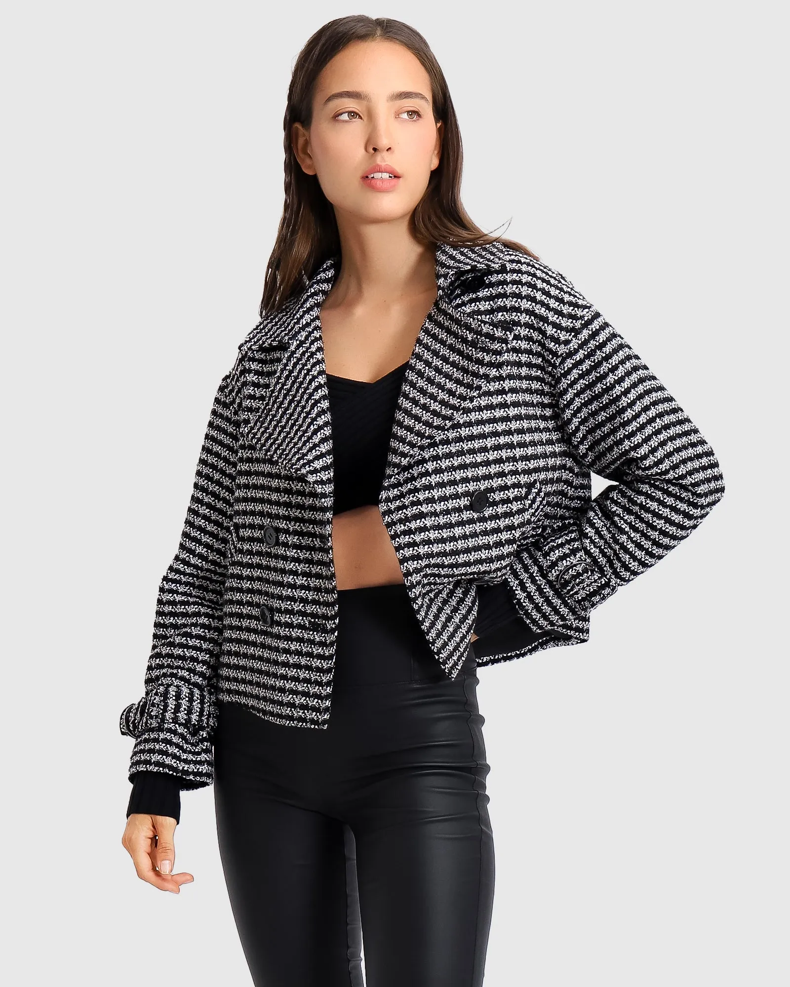 Power Over Me Tweed Jacket - Black/White