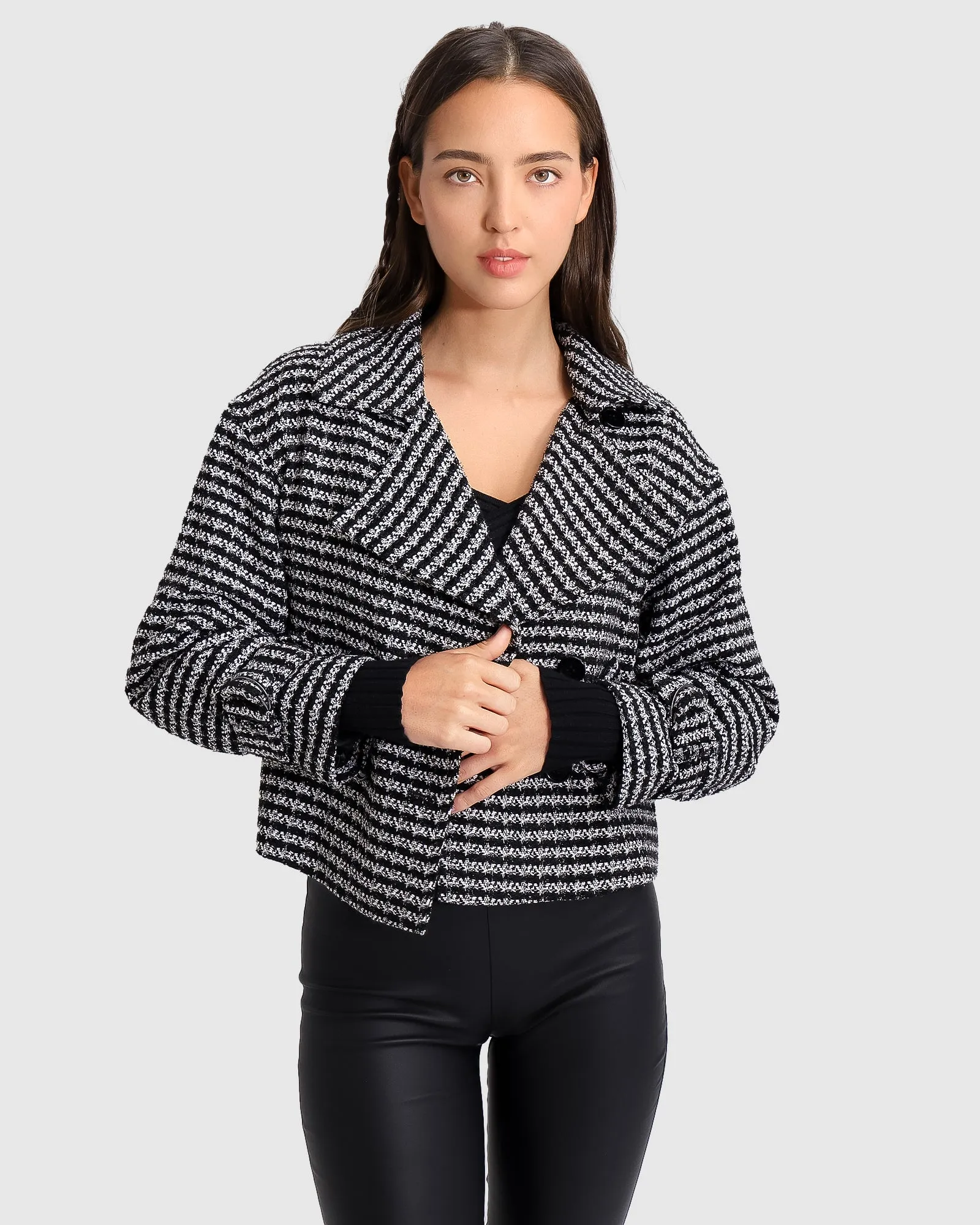 Power Over Me Tweed Jacket - Black/White