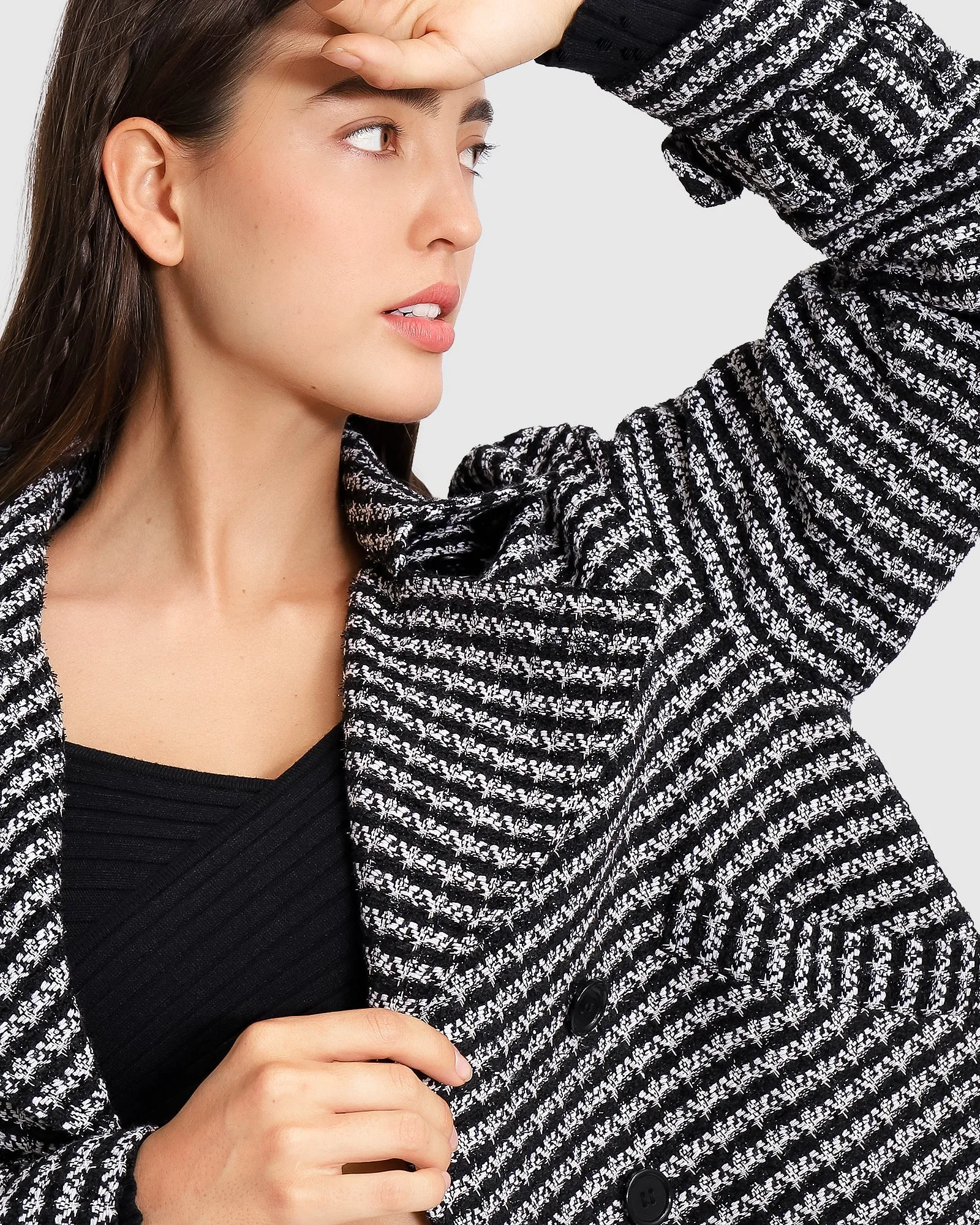 Power Over Me Tweed Jacket - Black/White