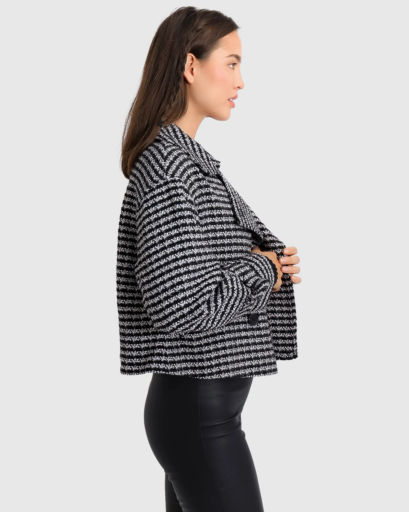 Power Over Me Tweed Jacket - Black/White