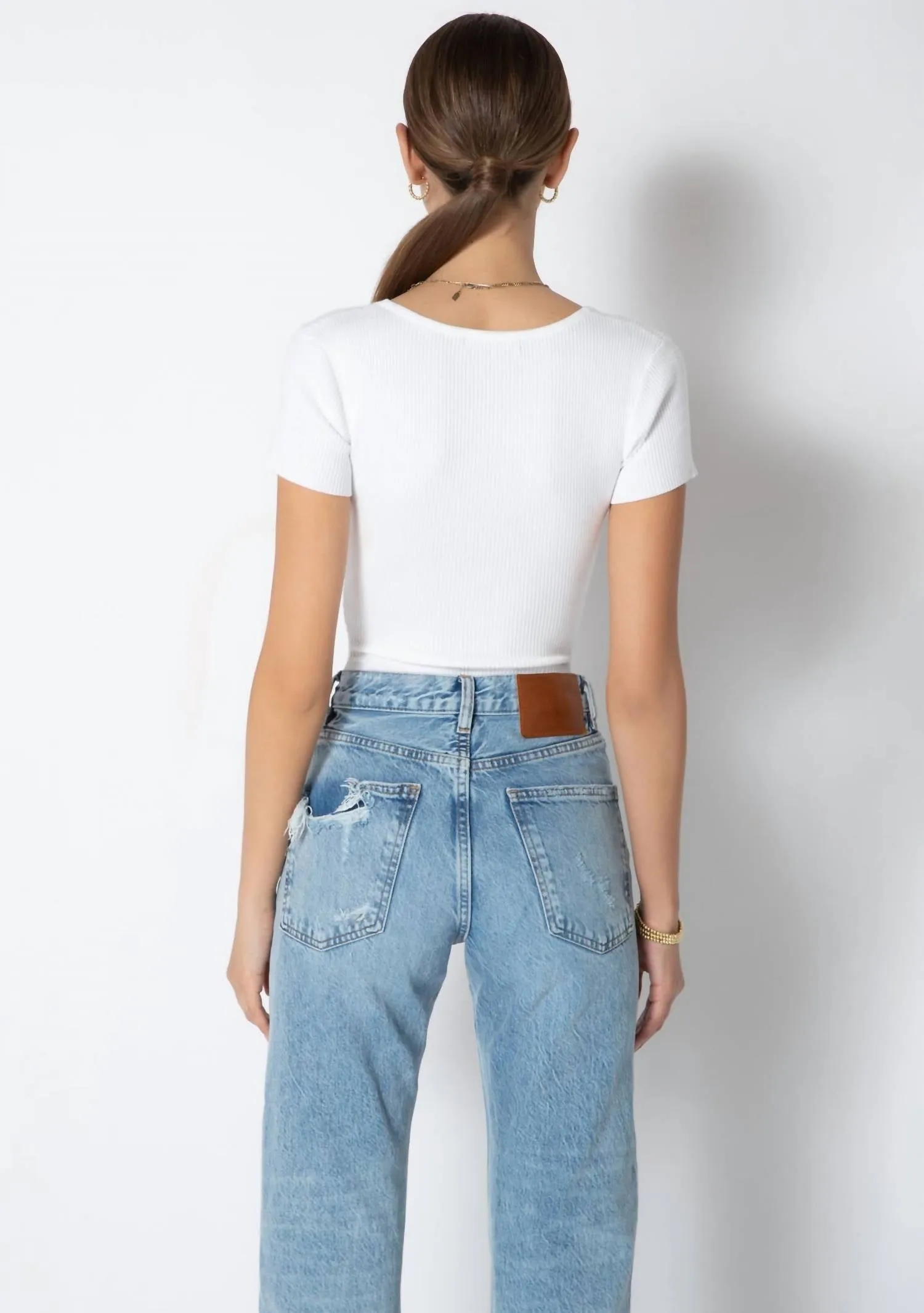 Rachele Rib Bodysuit In Bright White