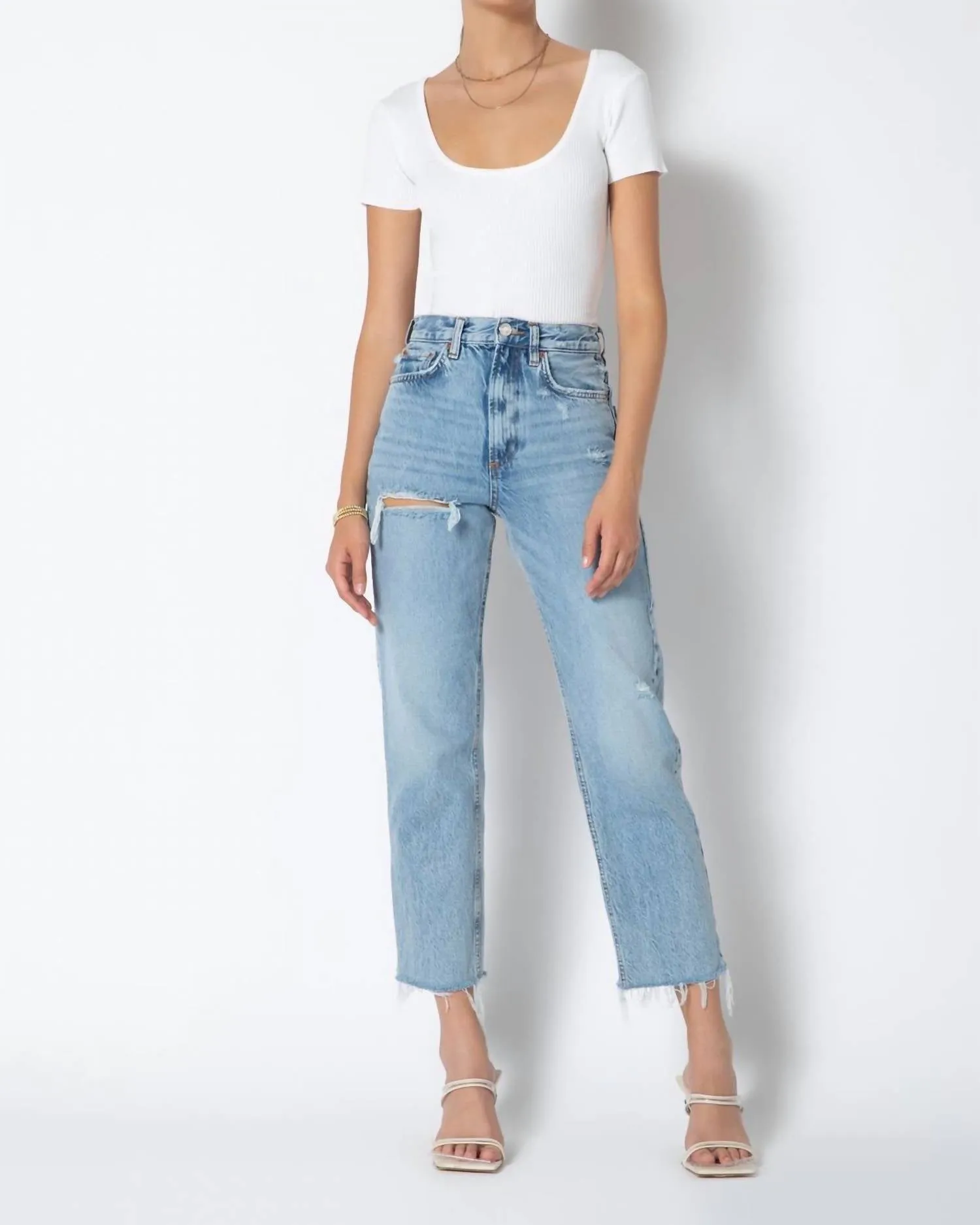 Rachele Rib Bodysuit In Bright White