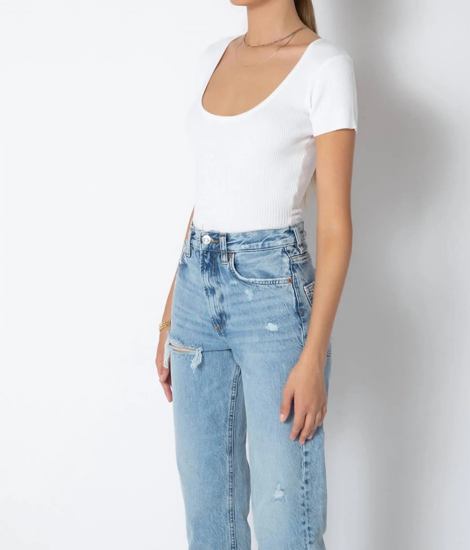Rachele Rib Bodysuit In Bright White