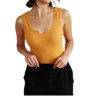 Ribbed Bodysuit In Saffron