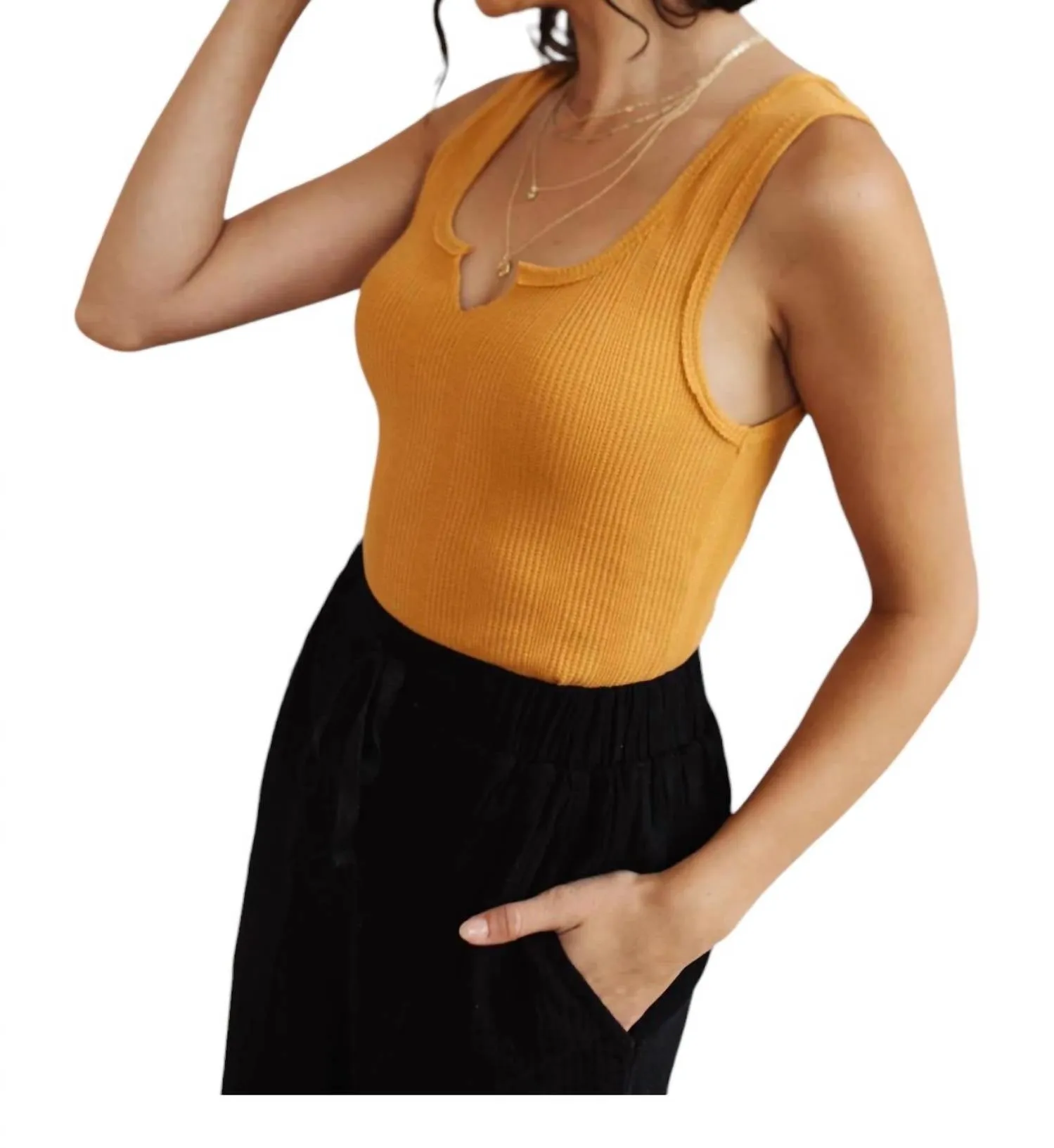 Ribbed Bodysuit In Saffron