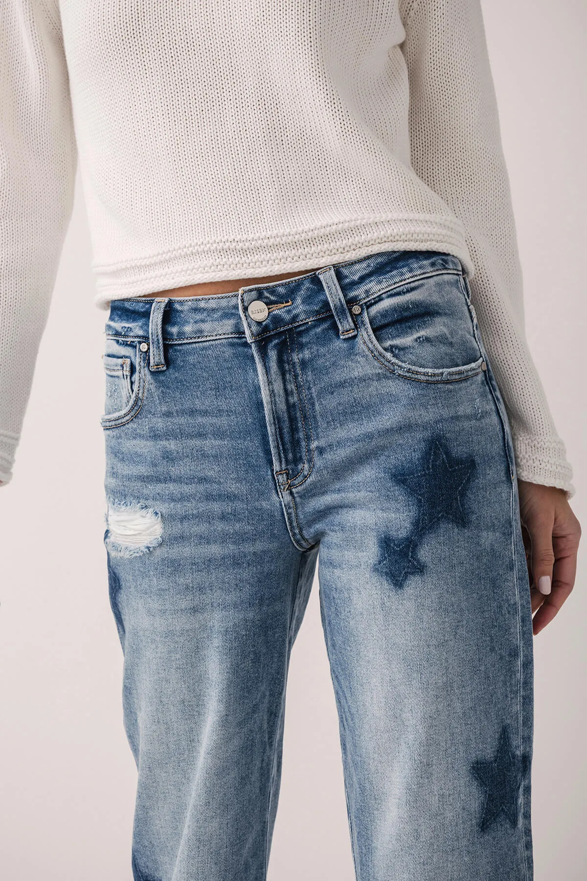 Risen Celeste High Rise Star Shadow Boyfriend Jeans