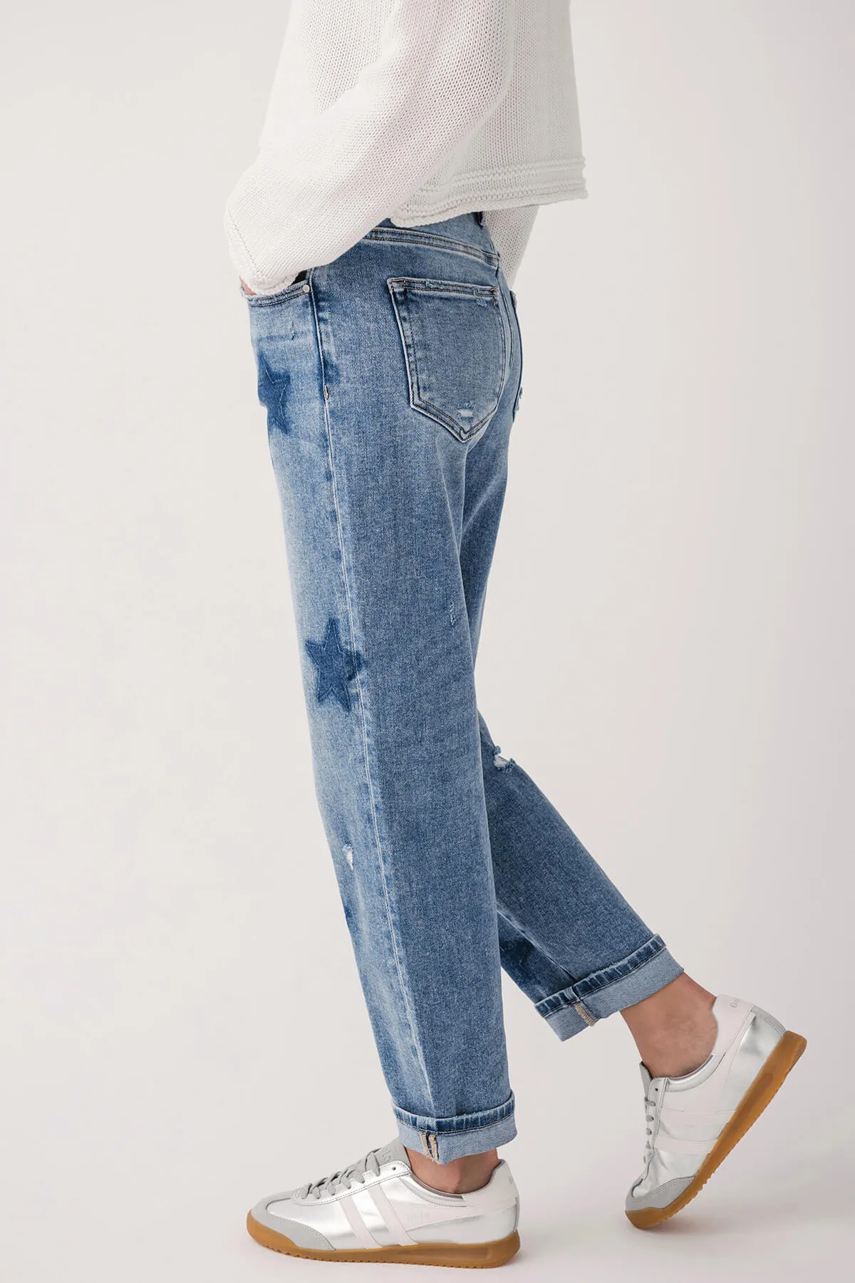 Risen Celeste High Rise Star Shadow Boyfriend Jeans