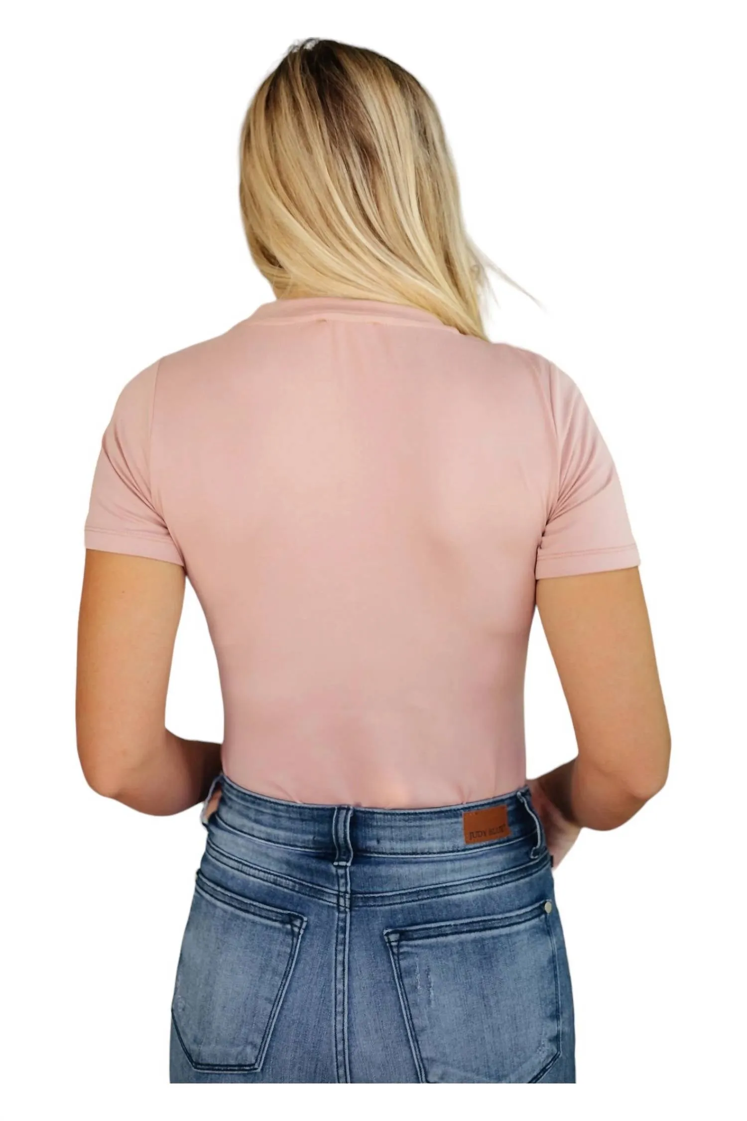 Round Neck Bodysuit In Pink
