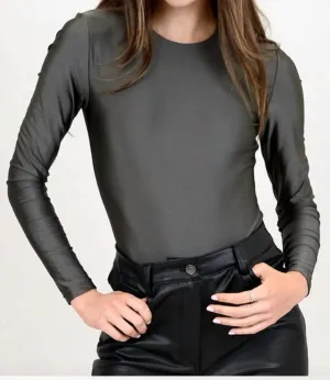 Roxi Crewneck Bodysuit In Grey