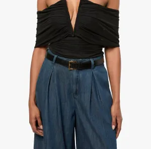 Ruched Off Shoulder Bodysuit In Black