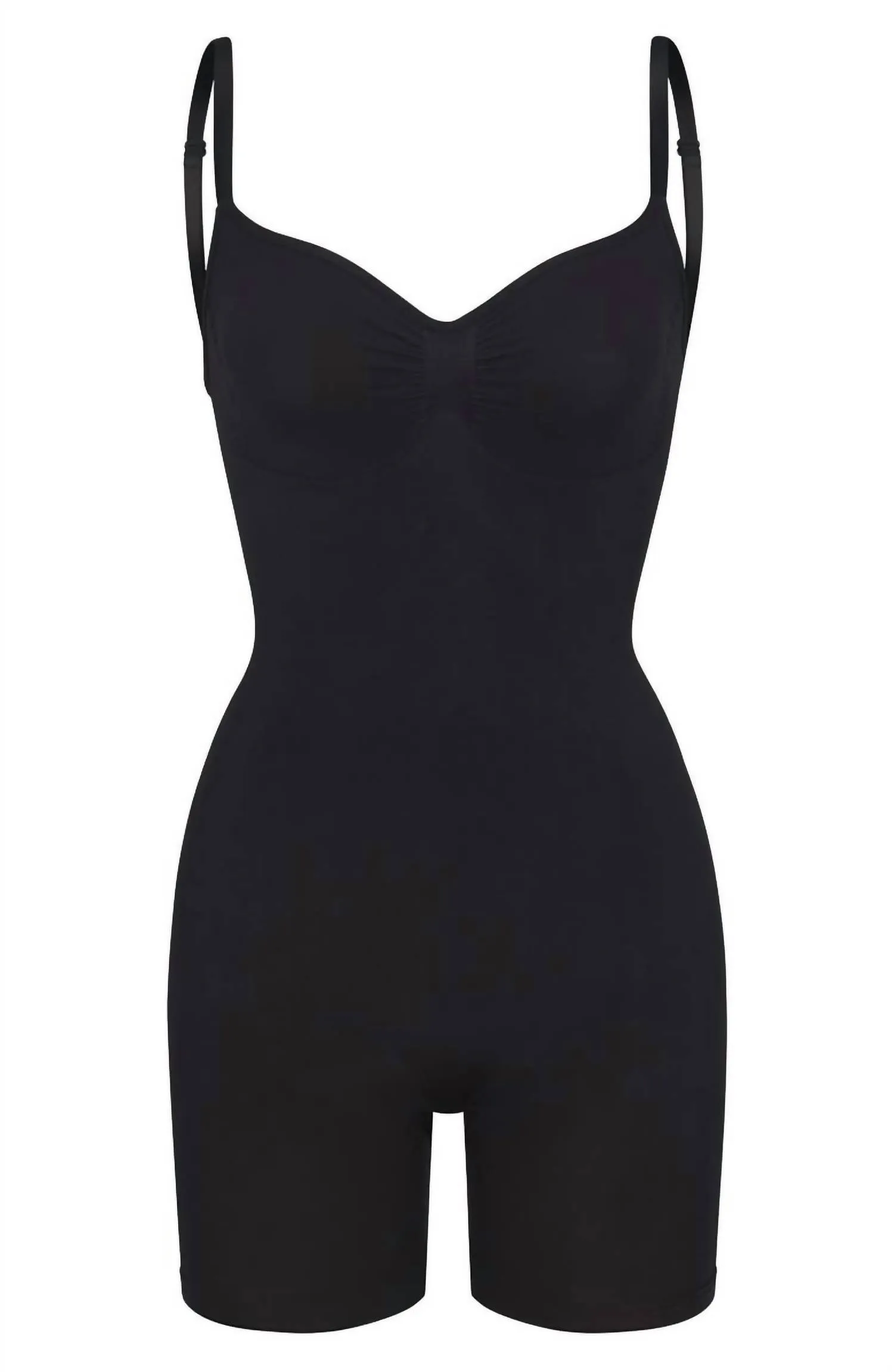 Seamless Sculpting Low Back Mid Thigh Bodysuit In Onyx