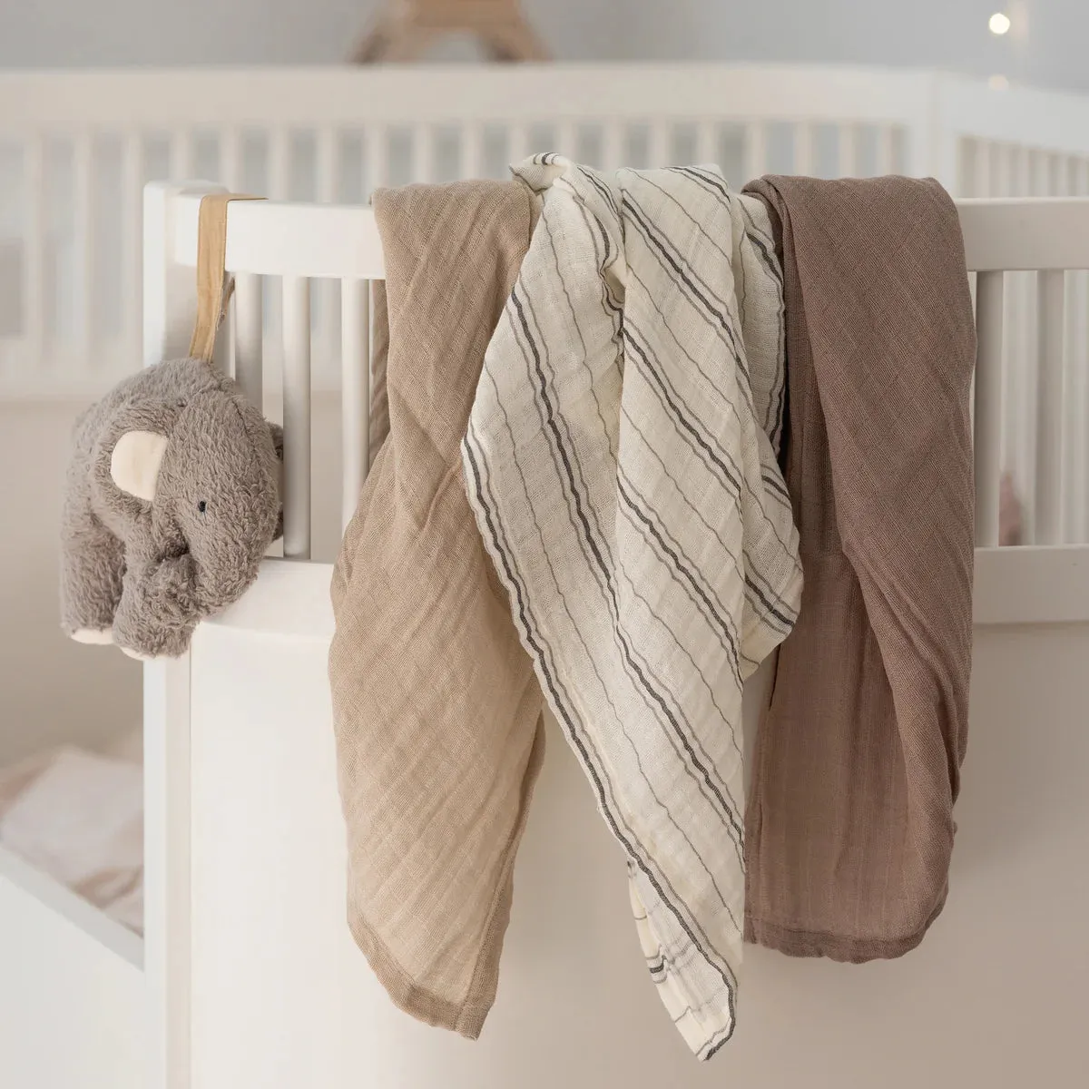 Sebra, Muslin 3 pcs, Cream Stripe Beige