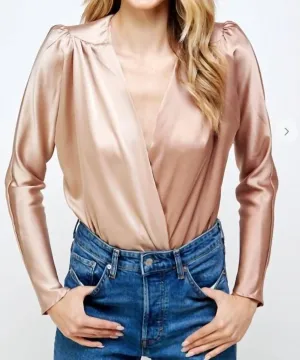 Sharon Color Block Bodysuit In Champagne