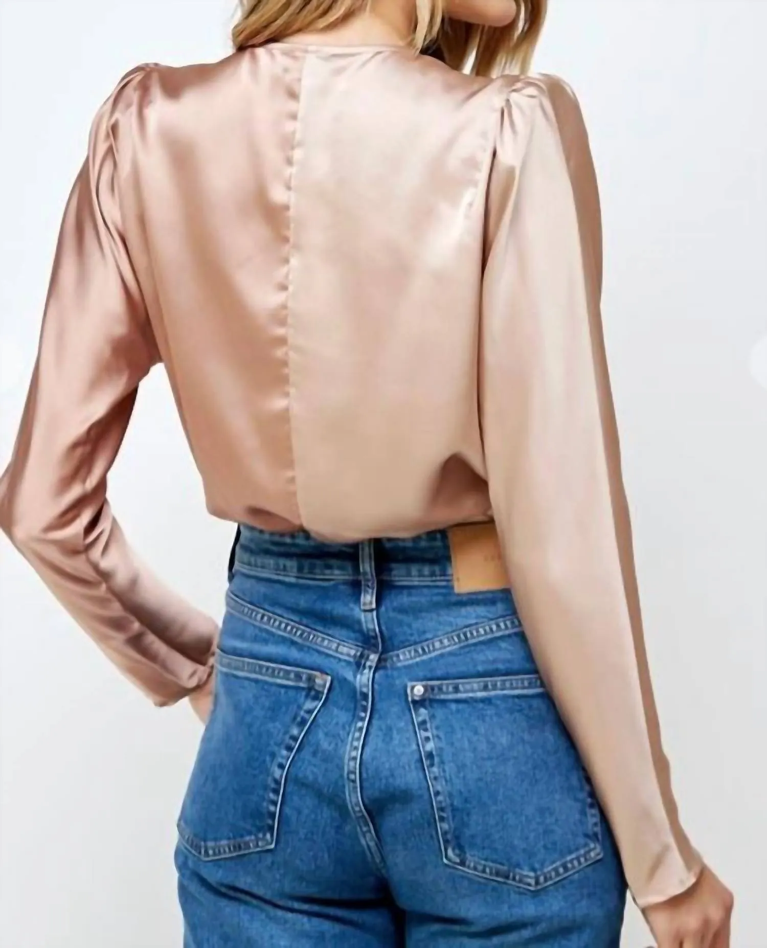 Sharon Color Block Bodysuit In Champagne