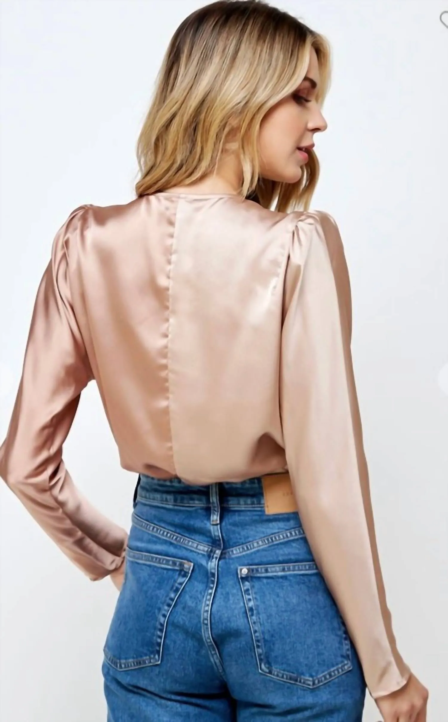 Sharon Color Block Bodysuit In Champagne