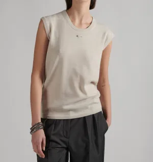 Sleeveless Knit Crewneck Top In Ivory