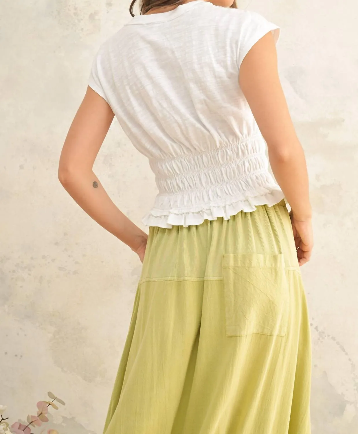 Smock Detail Top In White
