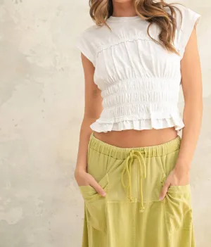 Smock Detail Top In White