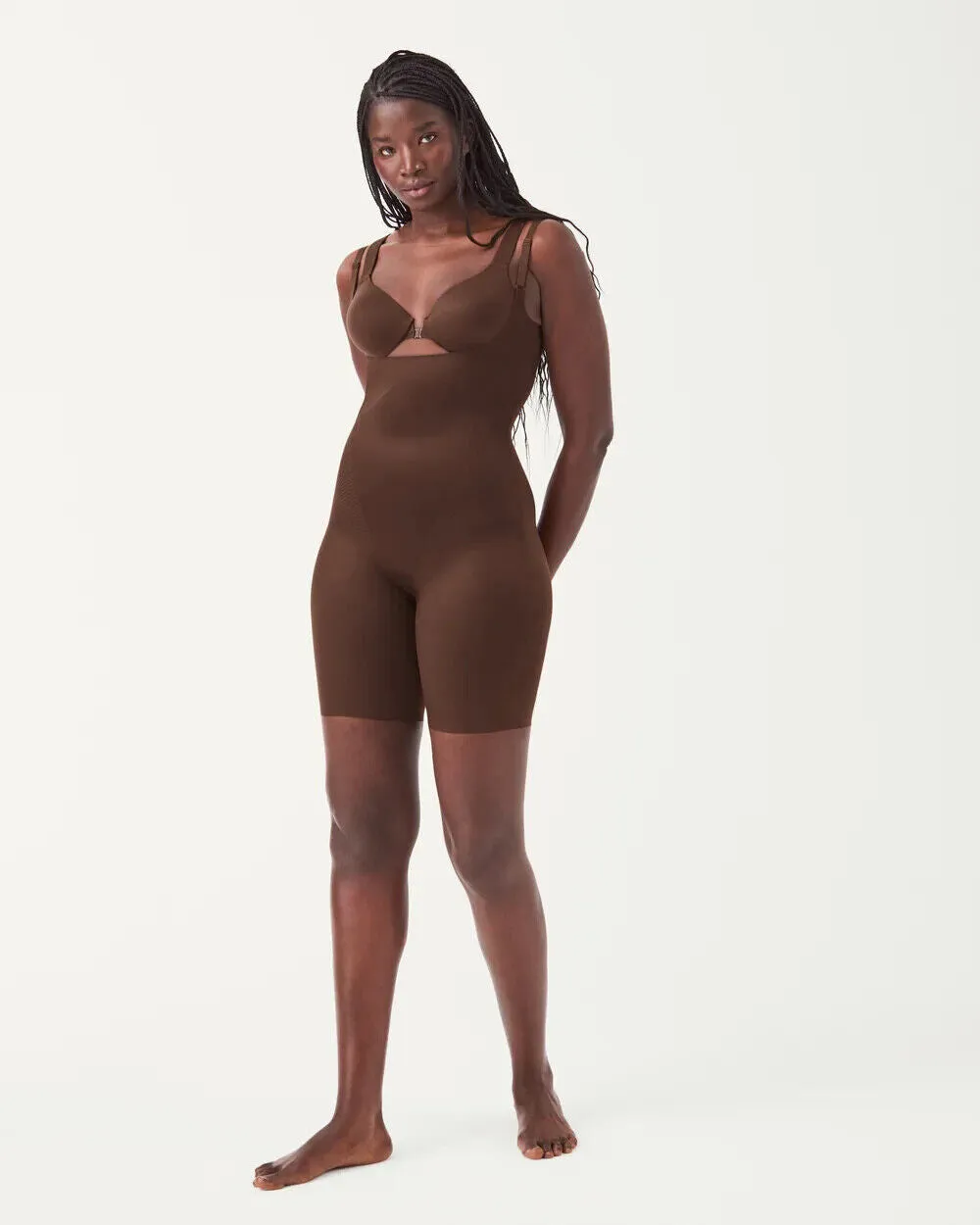 Spanx Thinstincts 2.0 Shapewear Women's Large Chestnut Open-Bust Bodysuit JDM461