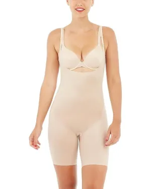 Spanx Thinstincts 2.0 Women's Beige Open-Bust Midthigh Bodysuit One Piece JDM007