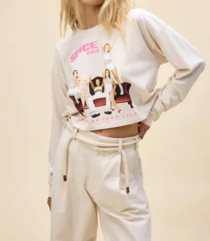 Spice Girls Spice Up Your Life Crop Merch Long Sleeve In Dirty White
