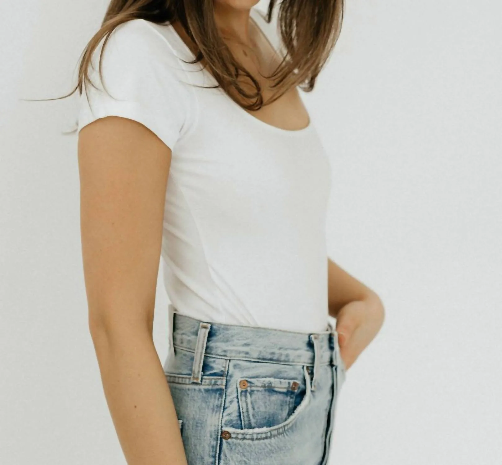 Square Neck Bodysuit In White