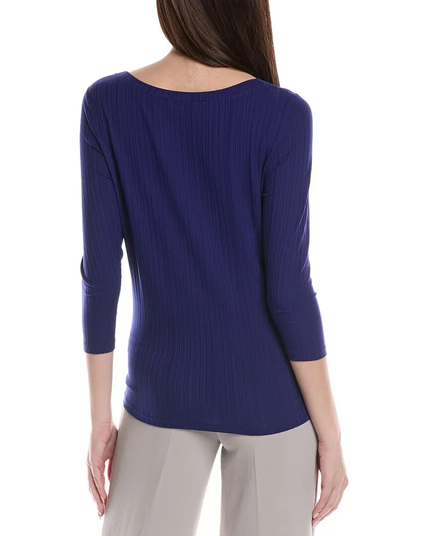 St. John Sleek Rib Jersey Knit Top