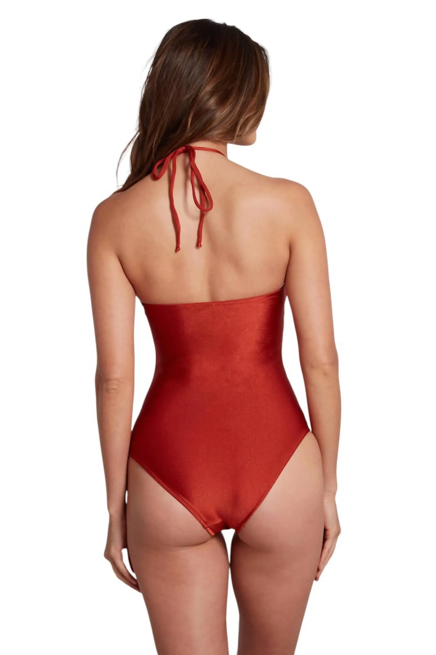 Strapless One Piece Swimsuit With Removable Pads In Red