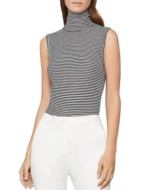 Striped Turtleneck Bodysuit In Black/white