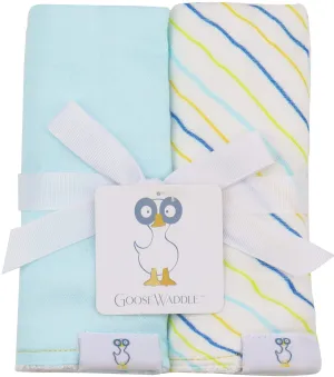 Stripes And Light Blue 2 Pk Muslin & Terry Cloth Burp Cloth Babykids_Goosewaddle