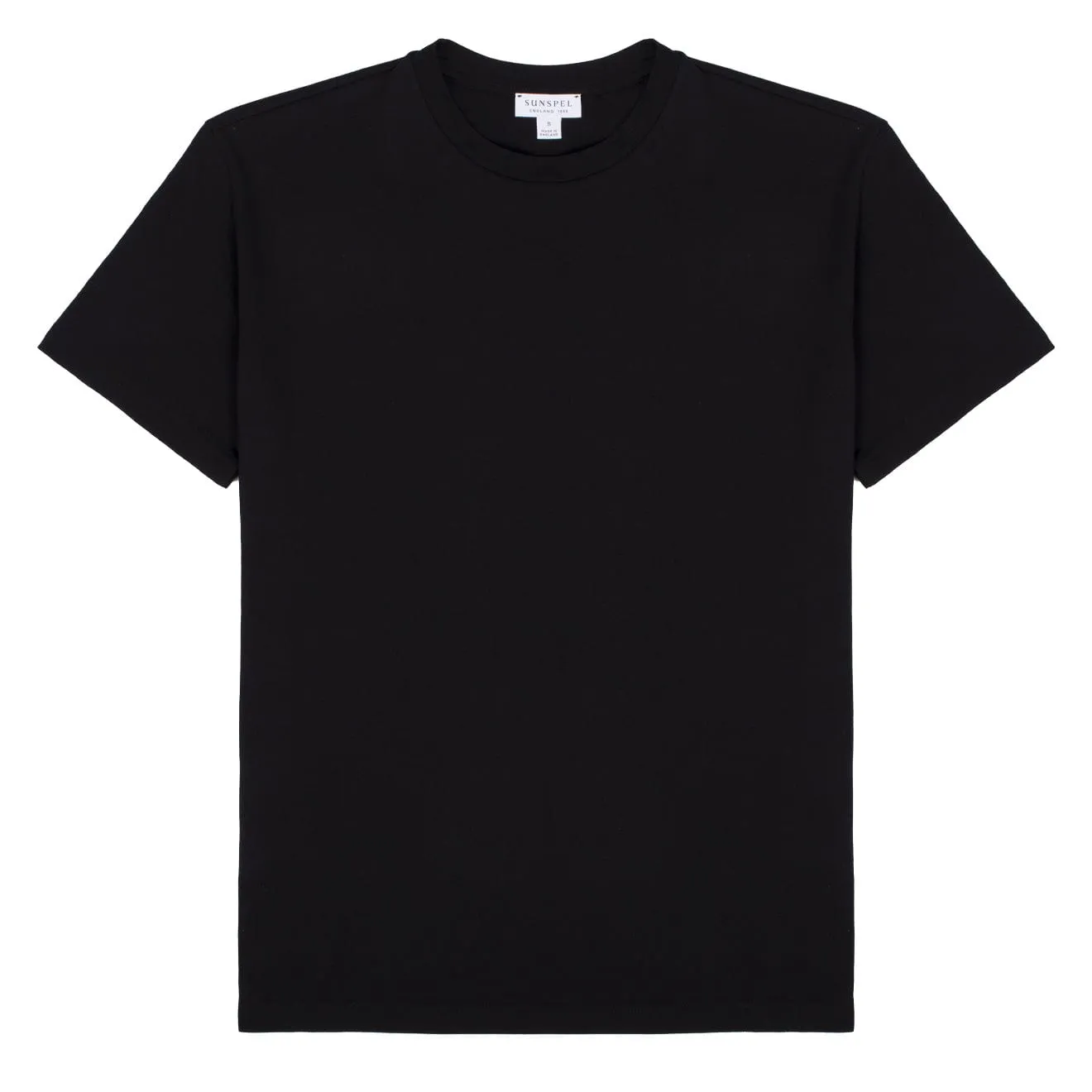 Sunspel Womens Boy Fit Crew Neck T-Shirt Black Sunspel Clothing