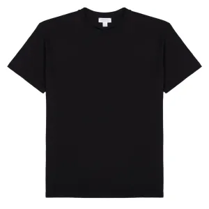 Sunspel Womens Boy Fit Crew Neck T-Shirt Black Sunspel Clothing