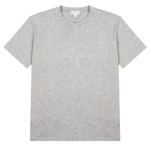 Sunspel Womens Boy Fit Crew Neck T Shirt Grey Melange Sunspel Clothing