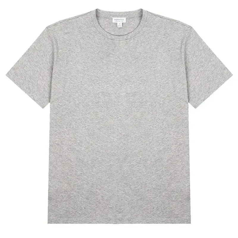 Sunspel Womens Boy Fit Crew Neck T Shirt Grey Melange Sunspel Clothing