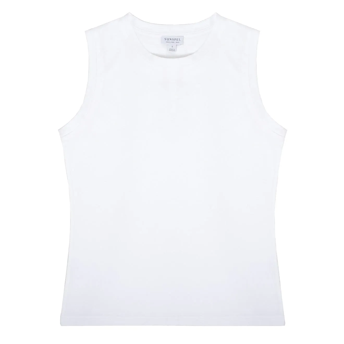 Sunspel Womens Boy Fit Tank T-Shirt White Sunspel Clothing