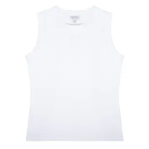 Sunspel Womens Boy Fit Tank T-Shirt White Sunspel Clothing