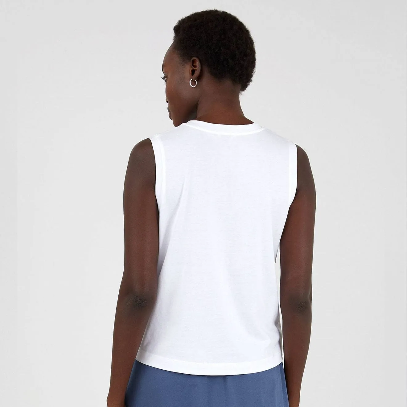 Sunspel Womens Boy Fit Tank T-Shirt White Sunspel Clothing