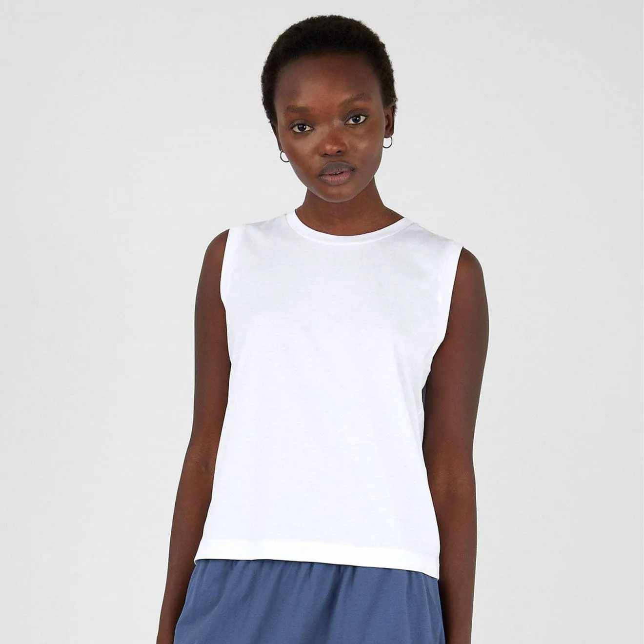 Sunspel Womens Boy Fit Tank T-Shirt White Sunspel Clothing
