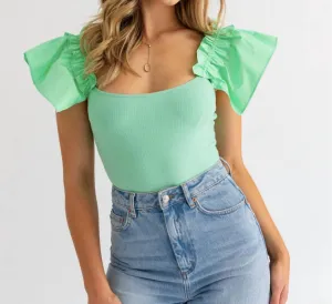 Sweet Sleeve Bodysuit In Mint