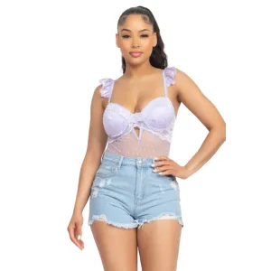 Sweetheart Cut-out Cami Ruffled Bodysuit