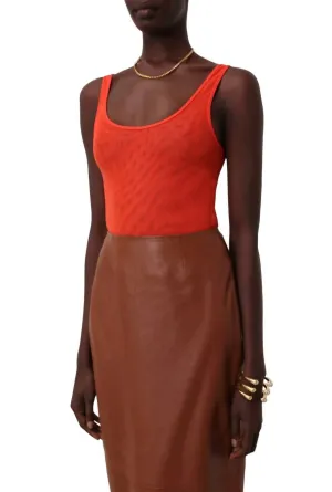 Tranquility Scoop Bodysuit In Tomato