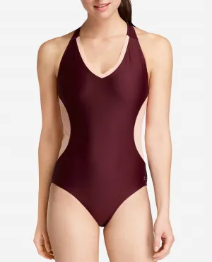 V-Neck Racerback Mesh Leotard One Piece In Fig