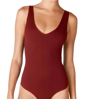 V Neck Tank Bodysuit In Sundried Tomato