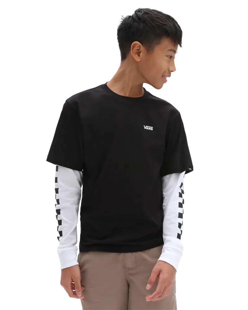 Vans Clothing Long Check Twofer Boys T-Shirt in Black